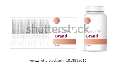bottle of pills on the gray background. Front view. 3D illustration.
