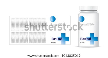 bottle of pills on the gray background. Front view. 3D illustration.