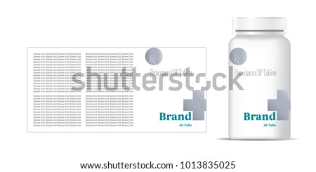 bottle of pills on the gray background. Front view. 3D illustration.
