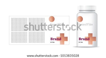 bottle of pills on the gray background. Front view. 3D illustration.