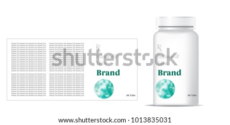 bottle of pills on the gray background. Front view. 3D illustration.
