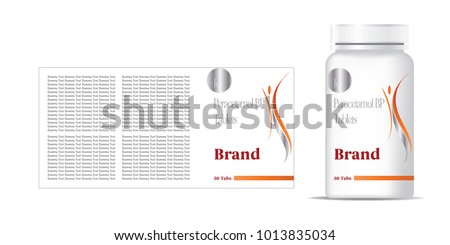 bottle of pills on the gray background. Front view. 3D illustration.