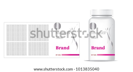 bottle of pills on the gray background. Front view. 3D illustration.