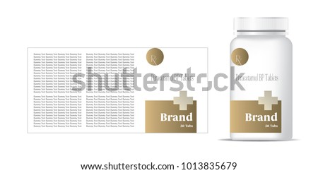 bottle of pills on the gray background. Front view. 3D illustration.