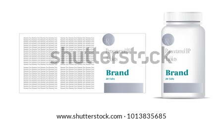 bottle of pills on the gray background. Front view. 3D illustration.