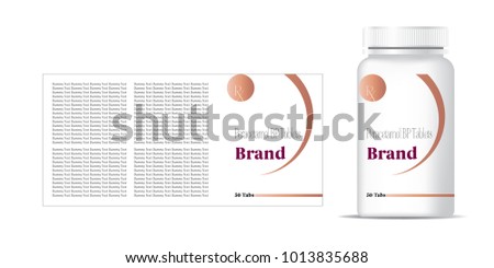bottle of pills on the gray background. Front view. 3D illustration.