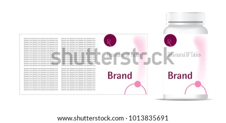 bottle of pills on the gray background. Front view. 3D illustration.