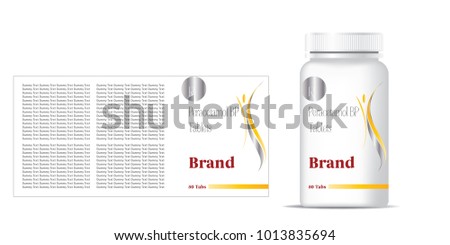 bottle of pills on the gray background. Front view. 3D illustration.