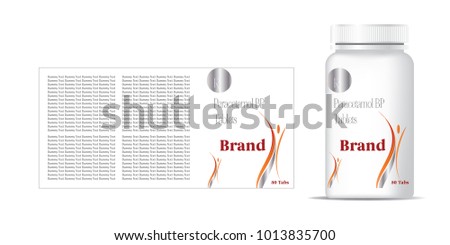 bottle of pills on the gray background. Front view. 3D illustration.