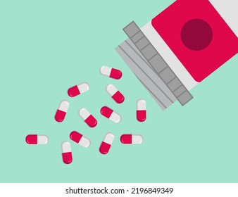 Botella con pastillas. ilustración vectorial en estilo plano