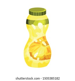Bottle of pineapple juice. Vector illustration on a white background.