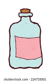 bottle with pink label - vector icon