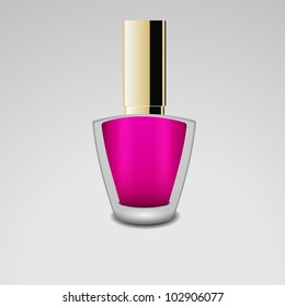 Bottle Of Pink Nail Polish With Gold Cap