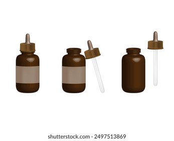 Bottle with pipette. 3D visualization. Can be used to create presentations, visualize packaging and products, and various packaging layouts