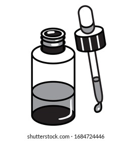 Bottle with a pipette. Vector image of a bottle for oil or cosmetics. This vector image can be used in advertising, on the website and for printing. Isolated on white background