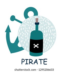 bottle of pirate rum vector