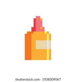 Icono de 8 bits de arte de píxeles de botella. Ilustración vectorial aislada de jarra de vidrio.
