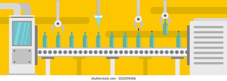 Bottle plant banner. Flat illustration of bottle plant vector banner for web