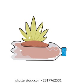 Bottle plant doodle vector outline Sticker. EPS 10 file