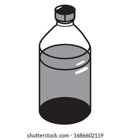 The bottle is plastic or glass. Vector image of a bottle for water. This vector image can be used in advertising, on the website and for printing. Isolated on white background.