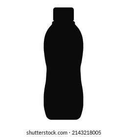 Flasche Plastiksymbol schwarze Farbe einzeln auf weißem Hintergrund für Plastikrecyclingzeichen, Behälter, Wasser, Alkohol, Bier, Limonade. 10 eps