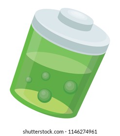 Bottle with plastic lid on it and some liquid inside, denoting syrup concept 