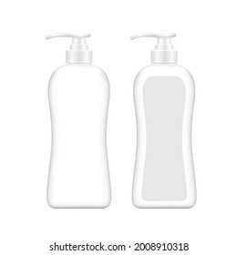bottle plastic for packaging liquid shower soap hygiene, mock-up bottle soap gel, bottle body soap gel or shampoo container, vector 3D illustration