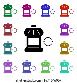 Botella, plástico, reciclar ícono de estilo multicolor. Glifo simple, vector plano de iconos ecológicos para ui y ux, sitio web o aplicación móvil