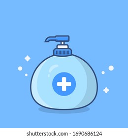 Fondo azul de la ilustración del vector de plástico del frasco
