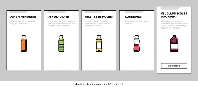 bottle plastic water drink empty onboarding mobile vector. blue beverage, transparent object, recycle mineral, liquid, recycling soda, clean bottle plastic water drink empty Illustration