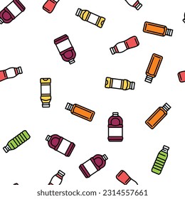 bottle plastic water drink empty vector seamless pattern thin line illustration