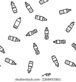 bottle plastic water drink empty vector seamless pattern thin line illustration