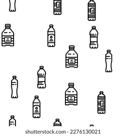 bottle plastic water drink vector seamless pattern thin line illustration