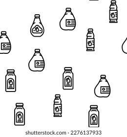 bottle plastic water drink vector seamless pattern thin line illustration