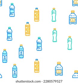 bottle plastic water drink vector seamless pattern thin line illustration
