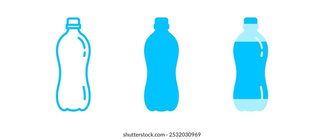 bottle, plastic water bottle icon set, plastic bottle waste, garbage bottle icon