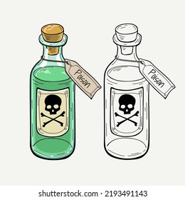 bottle of poison, cartoon illustration