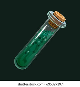 Bottle of poison. Game icon of magic elixir. Interface for rpg or match3 game. Poison. Small variant. Vector illustration