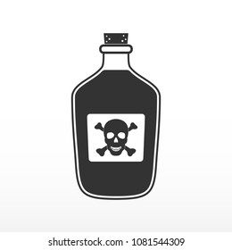 Bottle poison  Glass bottle and poison  Icon white background  Vector illustration 