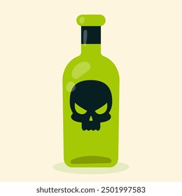 Bottle with poison. Halloween design. Vector illustration