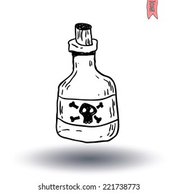    bottle with poison Halloween party. vector illustration.