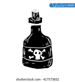  bottle with poison Halloween party. vector illustration.