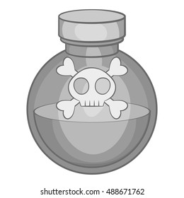 Bottle of poison icon in black monochrome style isolated on white background. Toxic symbol vector illustration