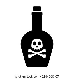 Bottle of poison icon. Black silhouette. Front view. Vector simple flat graphic illustration. Isolated object on a white background. Isolate.