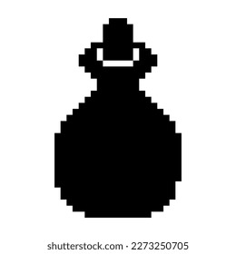 Bottle of poison icon black-white vector pixel art icon	
