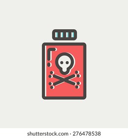 Bottle of poison icon thin line for web and mobile, modern minimalistic flat design. Vector icon with dark grey outline and offset colour on light grey background.