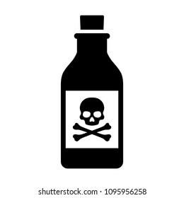 Bottle of poison or poisonous chemical toxin with crossbones label vector icon for games and websites