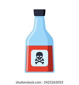 Bottle of poison or poisonous chemical toxin with crossbones label. Vector illustration