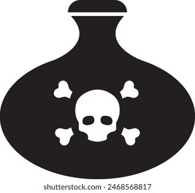 Bottle of poison or poisonous chemical toxin with crossbones label vector icon for games and websites