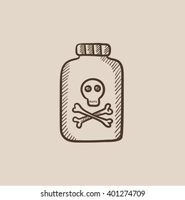 Bottle of poison sketch icon.